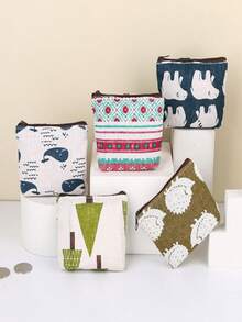 1件套三合一可爱帆布零钱包套装:零钱包+钥匙扣+耳机盒!简约时尚卡通设计,小巧便携,帆布材质经久耐用,易于清洁。分隔式内部空间可收纳零钱、钥匙和耳机,防止物品丢失,使用方便。可爱图案点亮日常生活,适合学生和上班族(颜色随机) - 彩色 - 查看 4