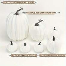 Set de 7 piezas de decoración de calabazas artificiales doradas y blancas de temporada otoñal, de varios tamaños, adecuadas para la decoración de finca otoñal, decoración de mesa para fiesta de cosecha, decoración de Halloween y Navidad, decoración para restaurantes temáticos y librerías, también para manualidades de fiesta y boda, calabazas falsas - Multicolor - Ver 5