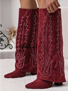 Folded Over The Boot  Holiday Vacay Vibe For And Summer Shoes Spring Shoes Spring Break Easter - Burgundy - View 2