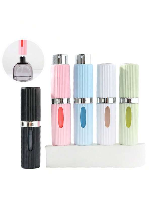 1/3/5pcs Refillable 8ml Mini Perfume Bottles With Rotatable Bottom, Macaron Color, Portable Travel Essential, ABS Spray Pump