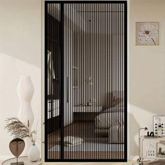 1pc Magnetic Anti-Mosquito Door Curtain, Easy Installation, Minimalist Invisible Design, Mesh Material Magnetic Screen Door, Modern Black Curtain Style, Fine Mesh Holes Prevent Mosquito Intrusion, Suitable For Bedroom And Daily Home Use In Summer
