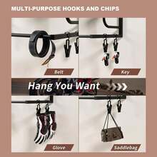 mteryoing Motorcycle Helmet Holder Wall Mount, Rustic Helmet Rack With Layer Wooden Boards And 4 Hat Stands For Motorcycle Gear Accessories Storage 4 Clips 4 Hooks For Glove Key Jacket Hanging - Black - View 6