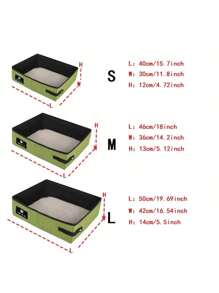 Caja de arena para gatos plegable y resistente al agua de tela Oxford de gran tamaño, inodoro antisalpicaduras para mascotas, baño portátil para gatos