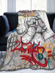 Kawss Kawaii Kaw Anime Flannel Blanket For Girls Boys Anime Gifts Throw Blanket Cozy Plush Flannel Fleece Print Blankets Double-Layer Blanket Lightweight Fuzzy For Bed Decor 50x40inch - màu đen - Xem 1