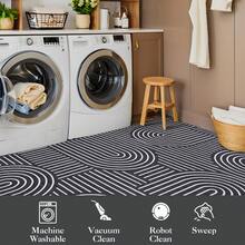 1Pcs Room Decor Modern Rainbow Stripe Geometric Rug For Living Room Bedroom Runner For Hallway Non-Slip Machine-Washable Floor Mat Foldable & Durable Home Decor Abstract Area Rug For Dining Room Dorm - Black - View 7