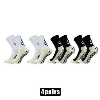 4Pairs Men Women Breathable Shockproof Non-Slip Grip Socks For Football Basketball Baseball Rugby Soccer Cycling Running Hiking Tennis Skateboard Athletic Exercise