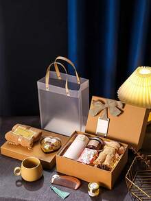 1/5/10pcs Frosted Transparent Gift Bags, Reusable Plastic Candy Bags, Gift Packaging Tote Bags For Holidays, Parties, Birthdays, Weddings, Graduations, Ramadan - Multicolor - View 11