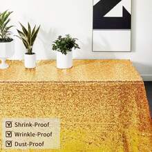 Gold Sequined Tablecloth, Rectangular Glitter Tablecloth, Suitable For Birthday Parties, Weddings, Valentine Decor, Bridal Showers, New Year's Decor, Table Décor, Bachelorette Parties, Graduations, Bridal Showers, Wedding Decor, Baby Shower Party Supplies, And Gender Reveal Party Supplies. - 金色 - 查看 2