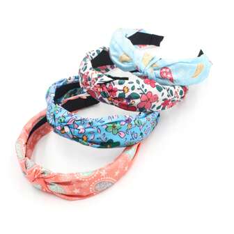 4pcs Floral Print Cute & Energetic Wide Headband, Suitable For All Seasons