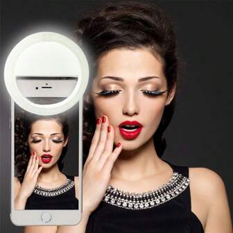 1 pièce Anneau lumineux de selfie rechargeable par USB, éclairage de beauté à 3 niveaux de luminosité réglables pour la diffusion en direct et la photographie, amplificateur d'éclairage sombre portable