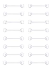 TOKRING 8 Pairs/Set Casual 14G Transparent Bioflex Flexible Acrylic Straight Bar Tongue Rings/Nipple Rings/Piercing Retainers 12mm 14mm 16mm 19mm, Transparent Plastic Tongue Rings/Industrial Earrings/Pregnancy Belly Button Rings Bioflex Flexible Acrylic Straight Bar Piercing Jewelry Retainers, Suitable For Work And Sports - Straight Tongue Ring - View 11