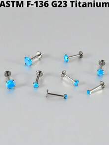 1PC Prong Zirconia G23 Titanium Cartilage Earrings Stud Opal Threadless Helix Ear Tragus Piercing Body Jewelry - Titanium Color - View 10