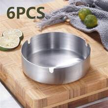 6 PEÇAS Cinzeiros Circulares Clássicos - Feitos de Aço Inoxidável, Duráveis e Elegantes com Acabamento Dourado, Design À Prova de Vento e Resistente a Quedas, Fácil de Limpar, Não Precisa de Eletricidade, Adequado para Casas, Hotéis, Cafés, Karaokês - Presentes de Feriado Perfeitos, Acessórios de Banheiro de Hotel, Itens Elegantes, Materiais Fáceis de Limpar (Dourado, Prata)