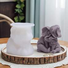1 件大象妈妈和小象拥抱蜡烛模具、DIY 石膏装饰香薰蜡烛挂件、3D 蜡烛制作硅胶研磨机、肥皂树脂石膏模具 - 可重复使用，非常适合手工礼品和家居装饰