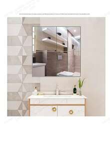 4pcs Adhesive Dorm Makeup Mirror, High Definition Frameless Splicing Wall Mounted 2mm Acrylic Mirror Tiles, Suitable For Bedroom, Bathroom, Dorm, 20*20cm - Multicolor - View 5