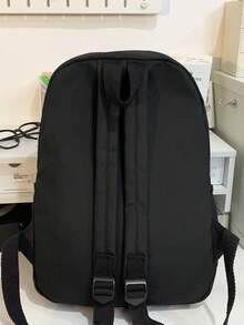 休闲学院风百搭简约拉链大容量背包 - 黑色 - 查看 3