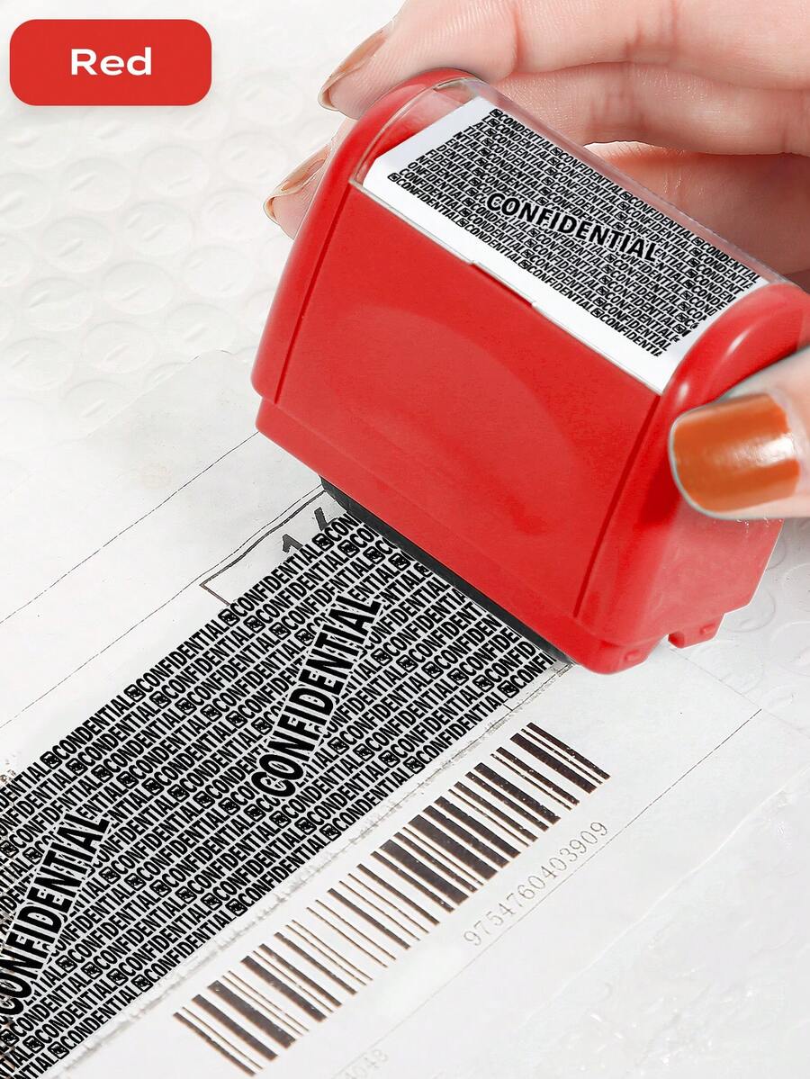 隐私保护滚轮印章，送货单地址隐私笔，防止个人信息泄露，方便的隐私和安全保护，速干印章墨水 - 提供 3 个可替换墨盒，适用于学校用品，返校