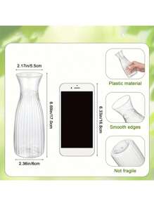 2/4/10 piezas Jarrones de plástico a rayas, jarrones de flores transparentes, manualidades de arreglos florales DIY, adecuados para diversos ramos y exhibición de decoración DIY, festivales y decoración del hogar, aplicables a la decoración de mesas, bodas, hogar, cenas, accesorios de decoración de jarrones, decoración de habitaciones, jarrones de vidrio