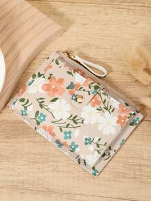 精致花朵花瓣图案带扣时尚卡夹轻薄便携现金身份证信用卡零钱袋适用于生日礼物周年纪念圣诞节情人节情侣女士女孩青少年大学生学校学生包学校用品适用于学校宿舍和返校 - 粉色 - 查看 6