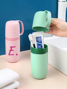 1 pezzo Custodia per spazzolino da denti portatile in oro rosa con lettere da A a Z, rosa, per mantenere il tuo spazzolino da denti pulito e in viaggio! Porta spazzolino da denti da viaggio, copertura portatile per bicchiere dello spazzolino da denti, adatta per viaggi, campeggio, viaggi di lavoro e scuola, porta spazzolino da denti multifunzione, articoli da viaggio per vacanze