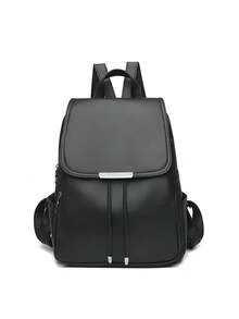 时尚新款复古简约女士背包，采用 PU 防水面料制成，配有抽绳翻盖设计，大容量休闲背包适合日常使用、商务通勤、学生和旅行。