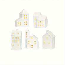 1pc Ceramic Christmas Village House, White Christmas House, Fake Snow, Cottage Christmas Decor, Indoor Home Tabletop Fireplace, White Porcelain House, Christmas Table Decorations Christmas Decorations, Farmhouse Home Decor, Christmas Giftstable Decor, Christmas Decorations For Home, (No Battery, No Lights) - Multicolor - View 8