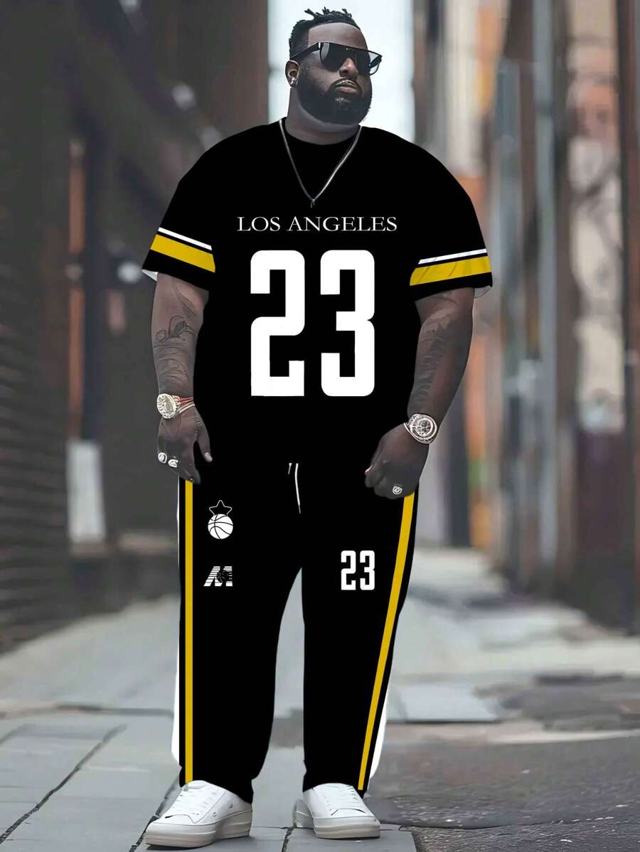 2 Pieces Deepwater 3D Digital Printed Long Pants And Short Sleeves Set, Spring And Autumn Festival Set