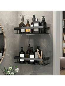 1pcs,Bathroom Storage Shower Caddy,Easy Installation Shower Organizer,No Drilling,Large Capacity,Stainless Steel Toiletries Storage,Stylish Appearance,Bathroom Shower Accessories Bathroom Decoration,Suspension Shelves