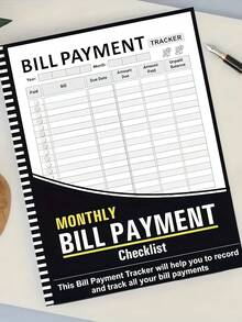 1 件每月账单追踪笔记本 - 螺旋装订账单支付整理器，办公用品个人计划器和成人日历，英语语言，学校用品，返校