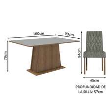 Juego Comedor Mesa Tapa Madera 6 Sillas Britney Madesa Color Marrón/Gris/Plata - Marrón y Gris - Ver 4