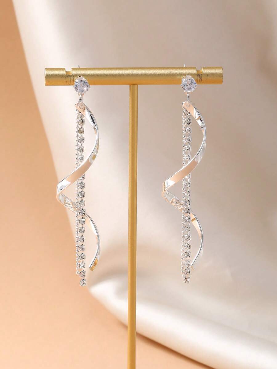 1 Pair Fashionable & Versatile Spiral Pendant Earrings For Women