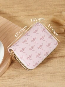 粉色蝴蝶结爱心图案多功能零钱包，双拉链卡包，多卡位卡套，可收纳信用卡，轻巧简约，时尚现代，商务百搭，适合周年纪念日、圣诞节、情人节、生日等各种场合，也可作为礼物送给爱人、女性、女孩、女士，或用作背包、宿舍用品和返校用品。 - 粉色 - 查看 9