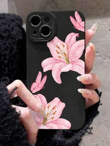 1pc Flower Phone Case  Ins Style Pink Flower Lily Butterfly Pattern Transparent Soft Phone Case Compatible With IPhone 11/12/13/14/15/16 Pro Max Cute Phone Case - Nhiều màu 2 - Xem 2