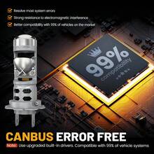 HYNBYZJ 2 件 H7 H4 LED 汽车灯 LED 投影镜头汽车灯泡 H11 汽车大灯涡轮雾灯 9005 HB3 9006 HB4 汽车配件