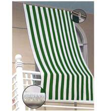 Striped Awning With Fringes For Balcony, Window, Washable Polyester Fabric, With Rings For Easy Installation, Available In Various Sizes And Colors, Ideal For Outdoor And Home Decoration - Xanh lá cây và trắng - Xem 5