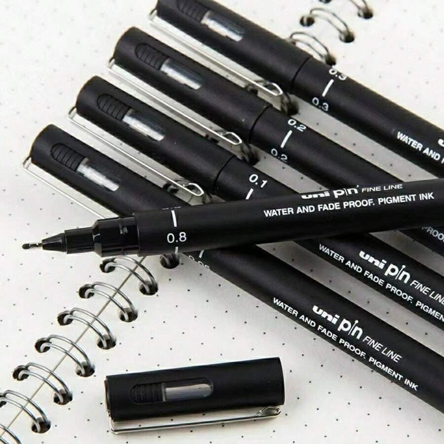 1 pieza Bolígrafo de punta micro de precisión / Bolígrafo de línea fina / Bolígrafo de dibujo técnico - Punta mediana impermeable, no tóxico, adecuado para bocetos y documentos de oficina, útiles escolares, de vuelta a la escuela