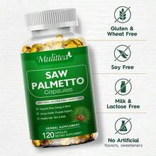 Mulittea Saw Palmetto Capsules - Potent Berry Extract With Plant Sterols & Fatty Acids | 120pcs | Supports Prostate Health, Hair Growth, Hair Retention, Urinary Tract & Hormone Balance | For Men & Women's Wellness - 1 lọ (120 viên nang) - Xem 2