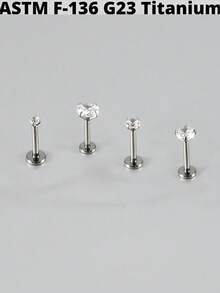 1PC Prong Zirconia G23 Titanium Cartilage Earrings Stud Opal Threadless Helix Ear Tragus Piercing Body Jewelry - Titanium Color - View 4