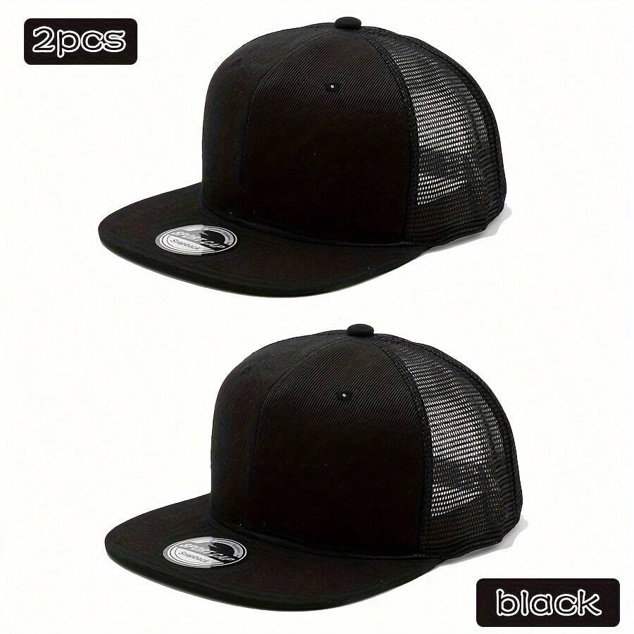 2 件装卡车司机平檐网眼棒球帽，男士夏季大头围，深檐外观最小化，嘻哈街舞帽，春秋季