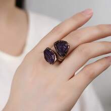 Adjustable Vintage Boho Chic Ring For Women - Thiên thạch đen - Xem 8