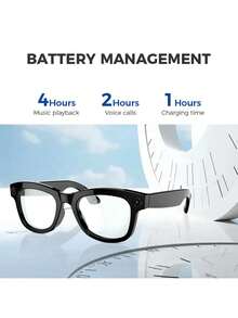 Gafas inteligentes con asistente de voz de IA, reconocimiento de imagen, grabación de video HD de 500MP, traducción en tiempo real para 26 países, música y llamadas inalámbricas, calidad de sonido estéreo con cancelación de ruido ENC, batería de 4 horas, auriculares recargables, diseño unisex adecuado para oficina, viajes y grabación - Negro - Ver 8