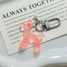 New Creative Cute Dopamine Color Balloon Dog Keychain Pendant, Resin Transparent Highly Attractive DIY Bag Accessories Decoration