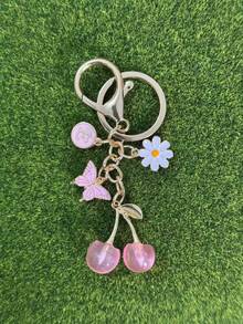 1个男女通用锌合金樱花蝴蝶钥匙扣，可爱动物吊坠，送给学生和朋友的绝佳礼物，可爱挂件，汽车配件，包包挂件，校园动物，可爱哥特风，Y2K风格