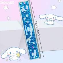 Sanrio قطعة واحدة مسطرة سانريو ذات نمط موجي من الغليتر السائل، مسطرة كرتونية جميلة بطول 20 سم (نمطين عشوائيين)