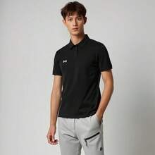 Under Armour 【运动复古】男士经典Polo衫，透气短袖，商务休闲翻领T恤，简约百搭高尔夫上衣，弹力速干时尚款 - 黑色 - 查看 3