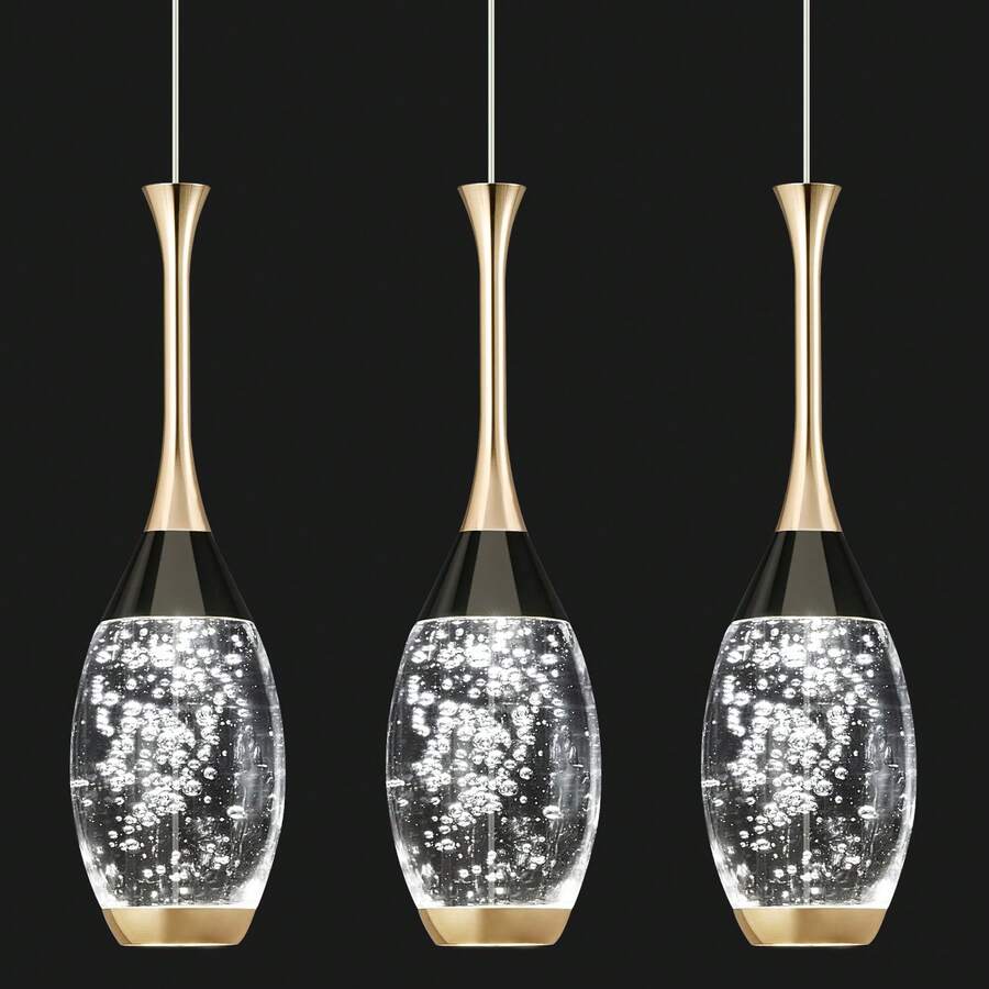 YQYYFC Modern Black Gold Pendant Light Dimmable LED Ceiling Light Fixtures Mini Teardrop Crystal Pendant Lighting For Kitchen Island Bedroom Hallway Entryway (3-Pack) - BlackGold - View 1