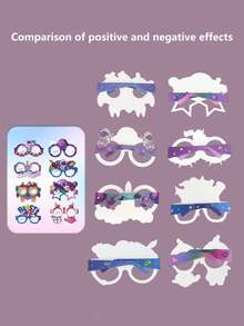 8pcs Rocket Spaceship Astronaut Glasses Costume Accessories, 3D Cartoon Paper Face Decoration, Role-Playing Props, Party Photo Props Halloween