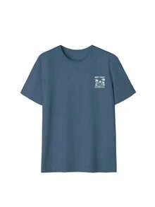 Summer Tops Mother's DayWomen's New Summer Casual Round Neck Short Sleeve T-Shirt, Simple Versatile Palm Tree Slogan Print, Suitable For Daily Wear. Graphic Tee, Women's T-Shirt Top Vacation.Loose And Comfortablesummer Clothes Easter - 灰藍色 - 查看 5
