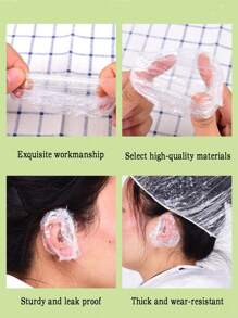 一次性耳罩，柔软舒适的塑料防水耳垫，适合淋浴、沐浴、染发和美容院使用 - 非常适合理发师和顾客，美容院必备 | 舒适贴合 | 贴合设计，耳朵保护，返校，旅行度假必需品，女士发饰