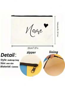 1 pezzo Pochette di moda semplice e unica personalizzata, leggera, può contenere telefono, cosmetici, portamonete, clutch, essenziali da viaggio con logo di lettere carino